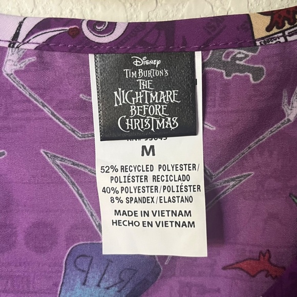 NEW Disney The Nightmare Before Christmas Halloween Multicolored Scrub Top - Picture 7 of 8